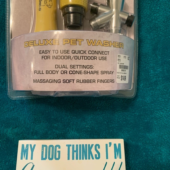 Rae Dunn treat jar, pink rain jacket, nib deluxe pet washer - Picture 6 of 11